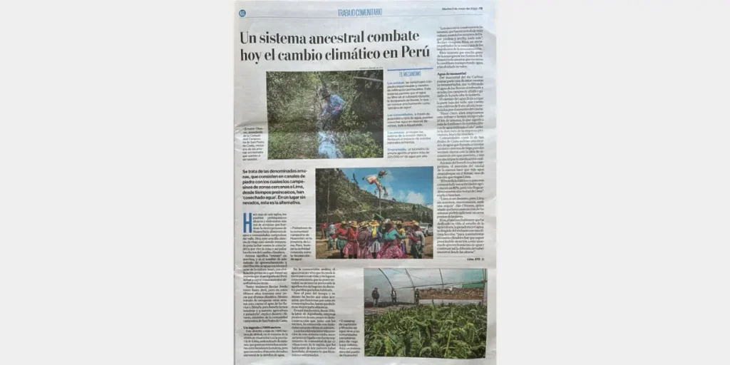 Un sistema ancestral combate hoy el cambio climático en Perú (El Comercio – Ecuador)